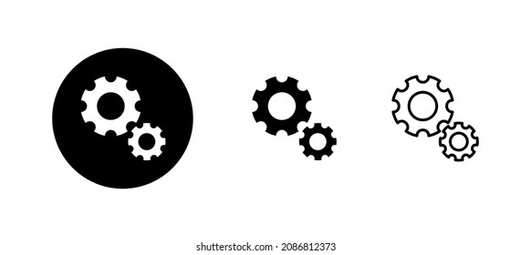 Estableciendo el conjunto de iconos. Signo y símbolo de configuración de código. Signo de engranaje