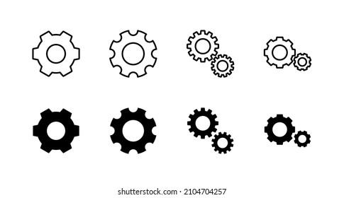Estableciendo el conjunto de iconos. Signo y símbolo de configuración de código. Signo de engranaje