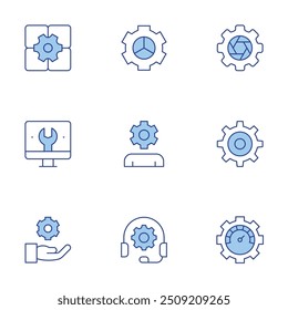 Setting icons set. Line Duotone style, editable stroke. app settings, computer, gear, settings, manager.