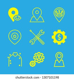 setting icons set with settings, placeholder and wedding arch vector set