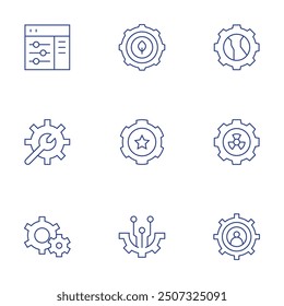 Setting icons set. Thin Line style, editable stroke. settings, adjustment.