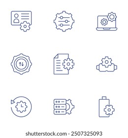 Einstellung von Symbolen. Stil der dünnen Linie, bearbeitbarer Strich. Datenspeicherung, Einstellungen, Konto, Dokument, Einstellung, Wiederherstellungseinstellungen, Energieeinstellungen.