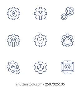 Setting icons set. Thin Line style, editable stroke. settings, agenda, time management, manager.
