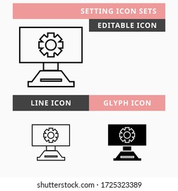 Setting icons set vector design, modern editable line and  glyph icon, black color and isolated for icon presentation, website and banner