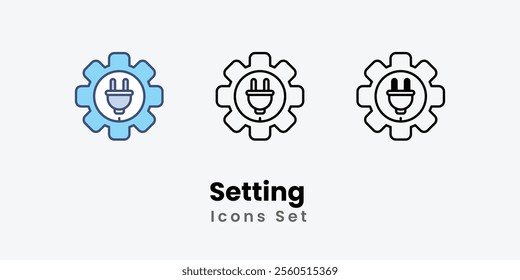 Setting Icons thin line and glyph vector icon stock illustration