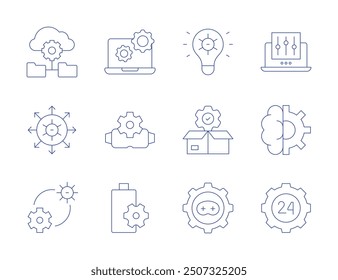 Setting icons. Thin Line style, editable stroke. settings, setting, power settings, product release.