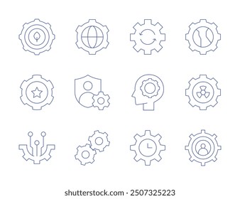 Setting icons. Thin Line style, editable stroke. gear, gears, privacy, settings, setting, time management, process.