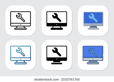 configuração de ícones com vários estilos de design