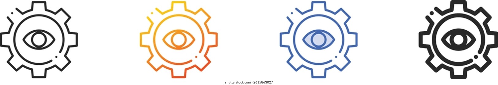 setting icon.Thin Linear, Gradient, Blue Stroke and bold Style Design Isolated On White Background