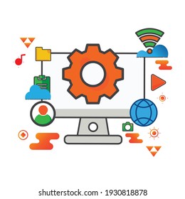 setting illustration. computer illustration. Flat vector icon. can use for, icon design element,ui, web, app.