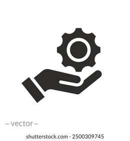 Configuración o instalación de ícono de Actualizar, sistema de desarrollo de la industria, engranaje en la mano, Ilustración vectorial plana