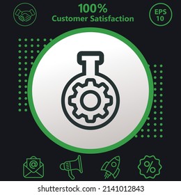 setting lab glass icon. Background with a green pattern on a black background. modern design