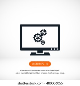 setting laptop icon, flat design best vector icon