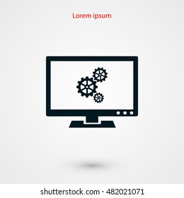 setting laptop icon, flat design best vector icon