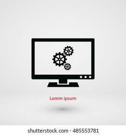 setting laptop icon, flat design best vector icon