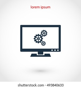 setting laptop icon, flat design best vector icon