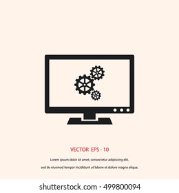 setting laptop icon, flat design best vector icon