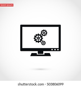setting laptop icon, flat design best vector icon