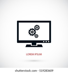 setting laptop icon, flat design best vector icon