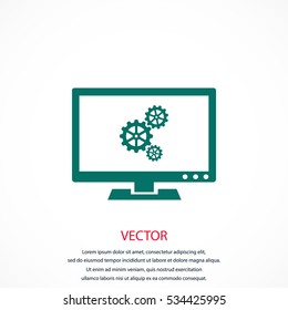 setting laptop icon, flat design best vector icon