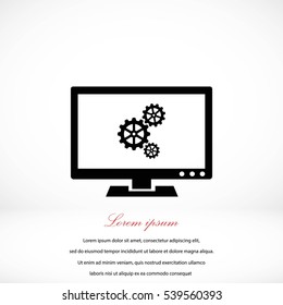 setting laptop icon, flat design best vector icon
