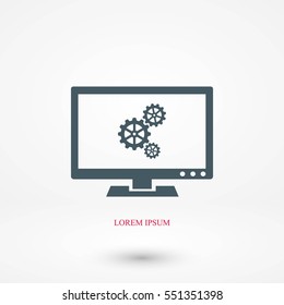 setting laptop icon, flat design best vector icon