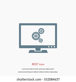 setting laptop icon, flat design best vector icon