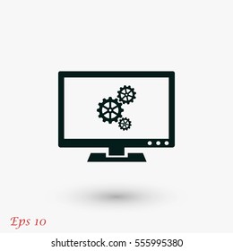 setting laptop icon, flat design best vector icon