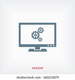 setting laptop icon, flat design best vector icon