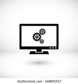 setting laptop icon, flat design best vector icon