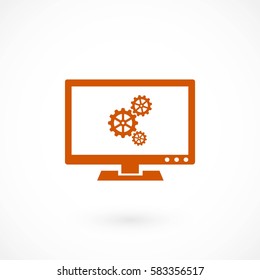 setting laptop icon, flat design best vector icon