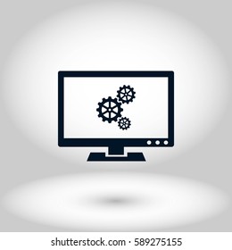 setting laptop icon, flat design best vector icon