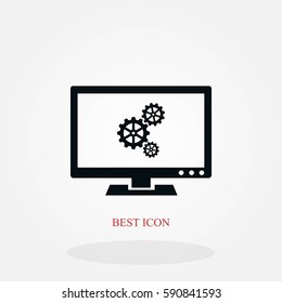 setting laptop icon, flat design best vector icon