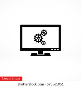 setting laptop icon, flat design best vector icon