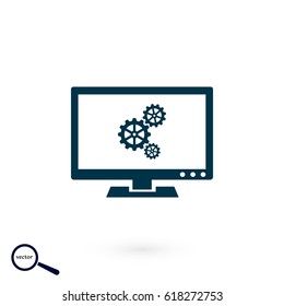setting laptop icon, flat design best vector icon