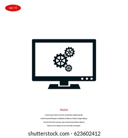 setting laptop icon, flat design best vector icon