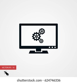 setting laptop icon, flat design best vector icon
