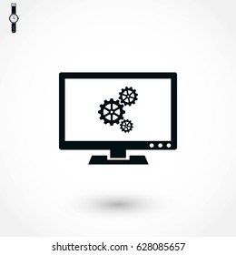 setting laptop icon, flat design best vector icon