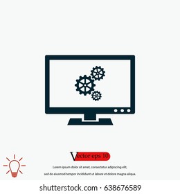 setting laptop icon, flat design best vector icon