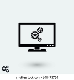 setting laptop icon, flat design best vector icon