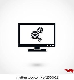 setting laptop icon, flat design best vector icon