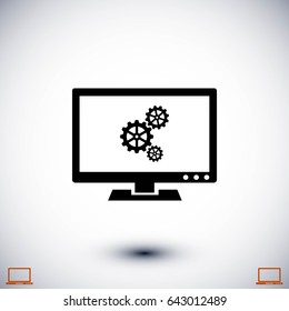 setting laptop icon, flat design best vector icon