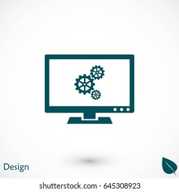 setting laptop icon, flat design best vector icon
