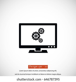 setting laptop icon, flat design best vector icon