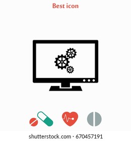 setting laptop icon, flat design best vector icon