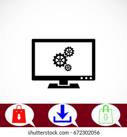 setting laptop icon, flat design best vector icon