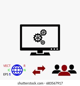 setting laptop icon, flat design best vector icon