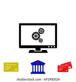 setting laptop icon, flat design best vector icon