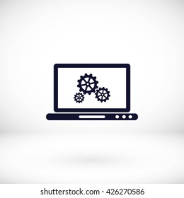 setting  laptop icon vector