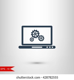 setting  laptop icon vector